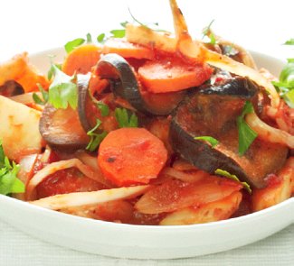 Рецепт быстрый рататуй из запеченных зимних овощей и баклажанов