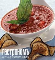 Рецепт томатный суп с креветками и хрустящими баклажанами