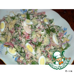 Рецепт свежий весенний салат с бужениной и перепелиными яйцами