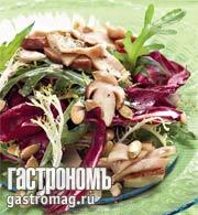 Рецепт зеленый салат с белыми грибами и тыквенными семечками
