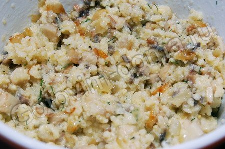 Рецепт ракушки, фаршированные пшенной кашей и грибами