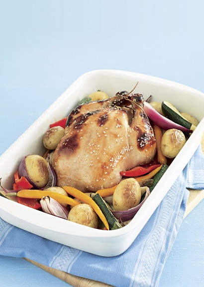 Рецепт курица с овощами и кунжутом