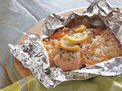 Рецепт лосось, запеченный с рисом