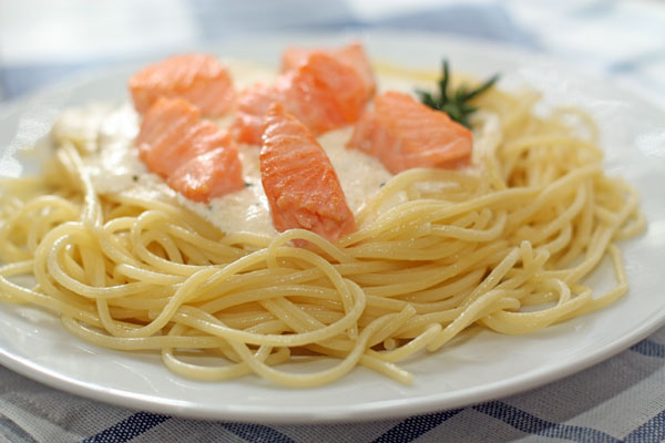 Рецепт спагетти с лососем