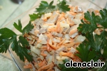Рецепт салат из морковки, свинины и лука