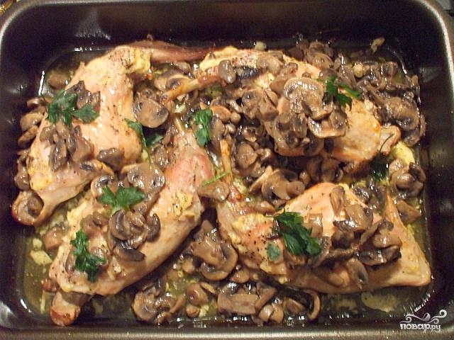 Рецепт сочная отбивная с грибами на пару