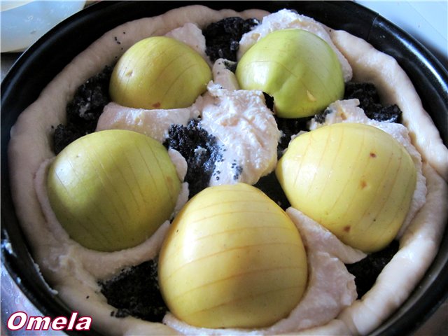 Рецепт пирог творожно-маковый с яблоком