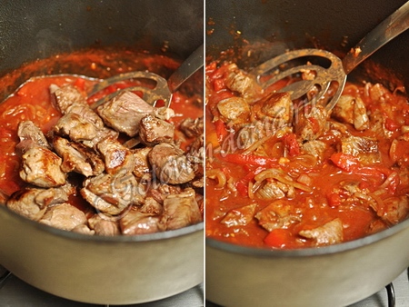 Рецепт рагу из баранины с болгарским перцем и томатами