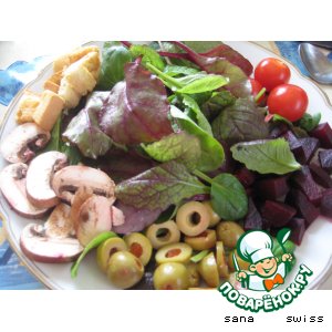Рецепт зеленый салат с оливками и свеклой
